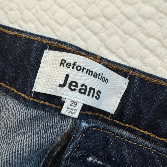 Reformation Cynthia High Rise Straight Jean - Dark Wash - Button Fly - 29 - Picture 3 of 4